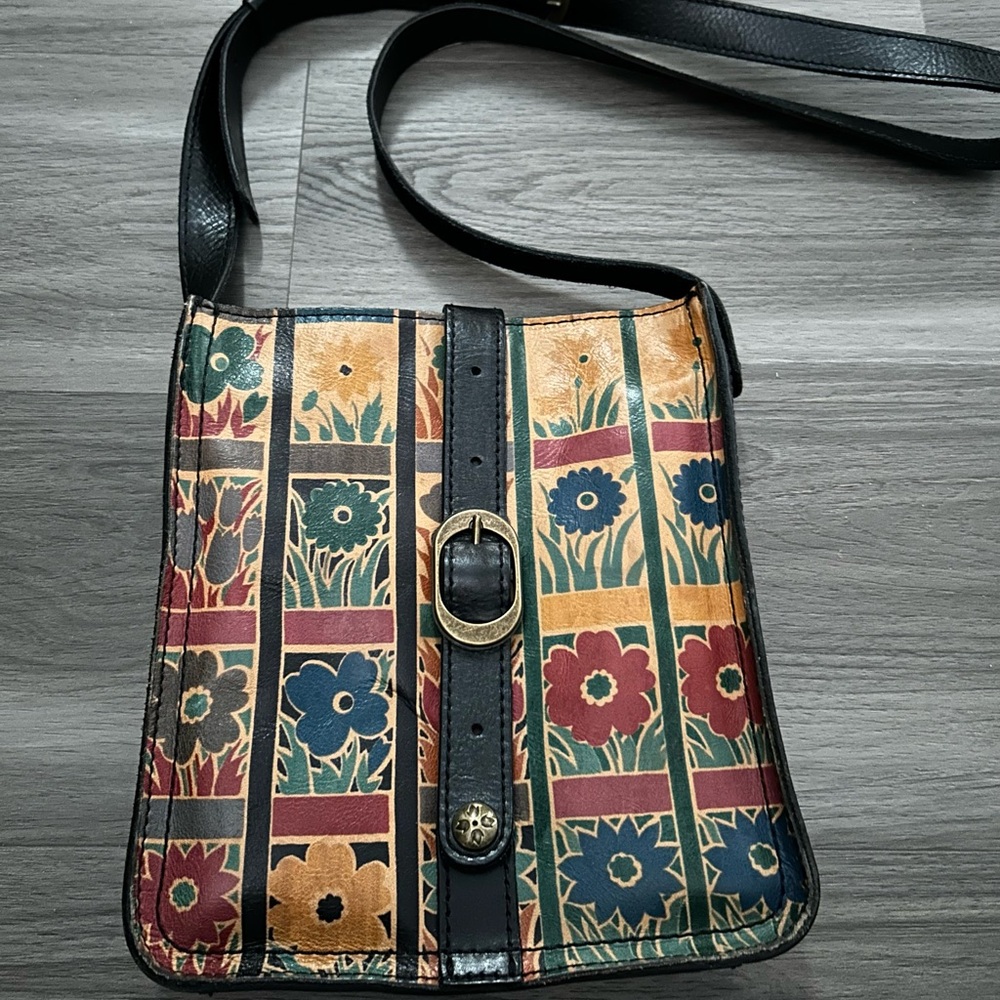 Patricia Nash Venezia Italian Multicolored Floral Leather Crossbody Bag - Picture 2 of 8